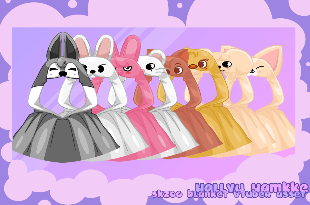 Stray Kids SKZOO Blanket Vtuber Assets OT8 Set