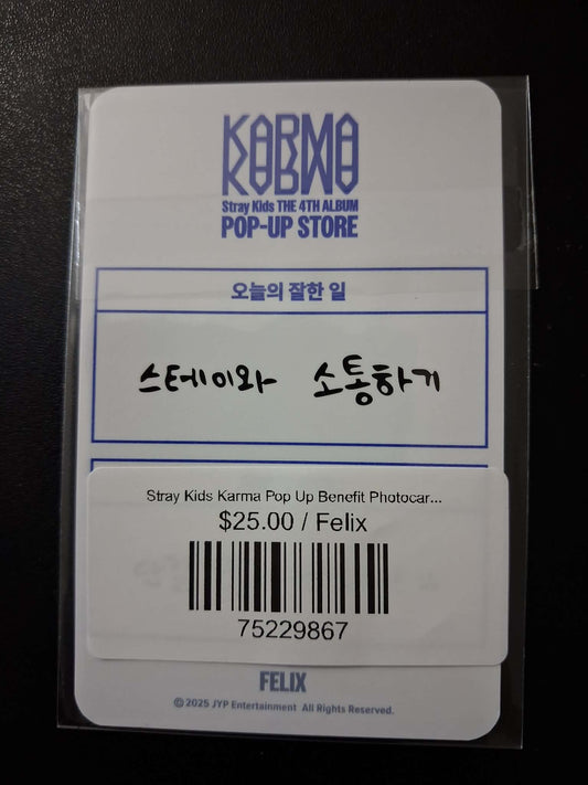 Stray Kids Felix Karma Pop Up Benefit Photocard
