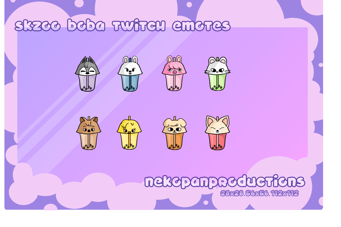Stray Kids SKZOO Bubble Tea Twitch Emotes
