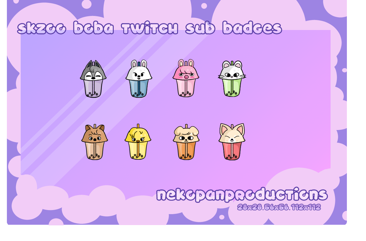 Stray Kids SKZOO Bubble Tea Twitch Sub Badges