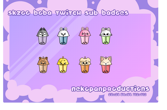 Stray Kids SKZOO Bubble Tea Twitch Sub Badges
