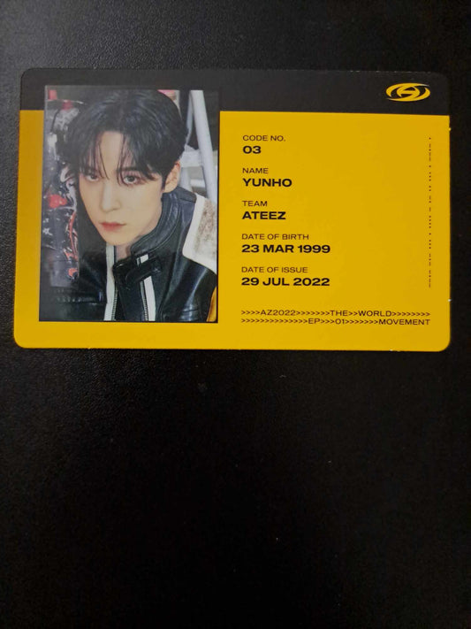 ATEEZ The World Ep1 Movement ID Photocard Yunho