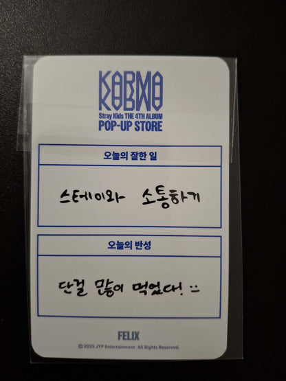 Stray Kids Karma Pop Up Benefit Photocard Hyunjin/Han/Felix
