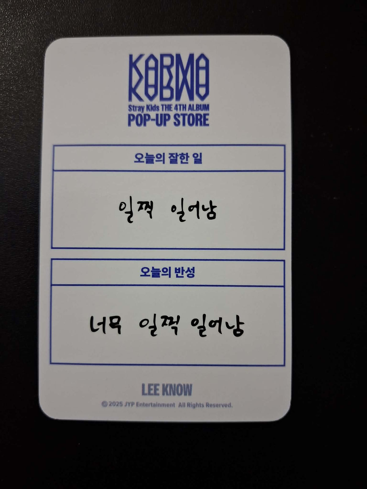 Stray Kids Lee Know Karma Pop Up Benefit Photocard