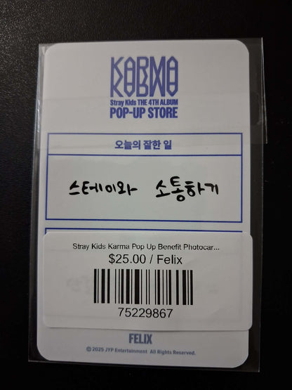 Stray Kids Felix Karma Pop Up Benefit Photocard