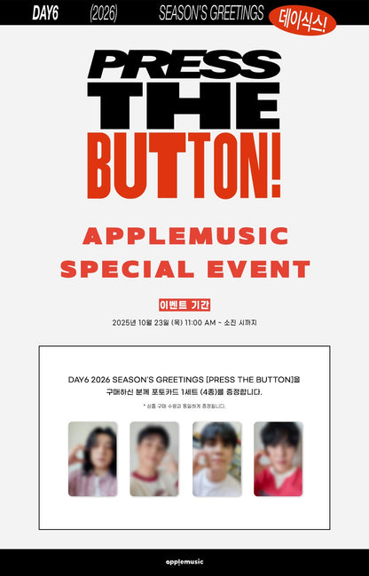 [Pre-Order] DAY6 2026 Korean Season's Greetings "Press the Button!" w/POB